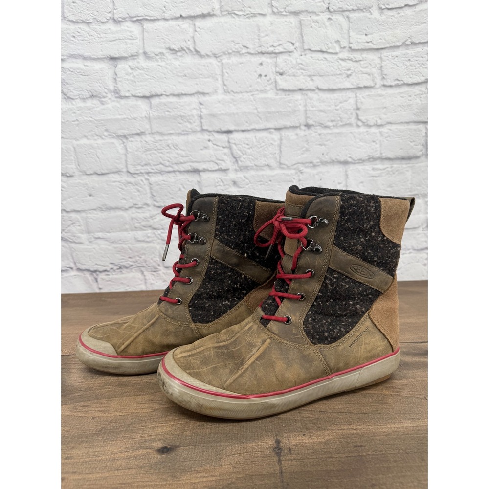 KEEN‎ Elsa II Waterproof Duck Boots Women's 9 Brown Wool Lace Up Winter HIking